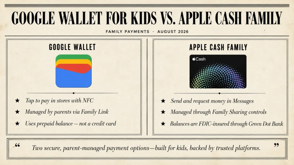 How Google Wallet for Kids Compares to Apple Cash Family