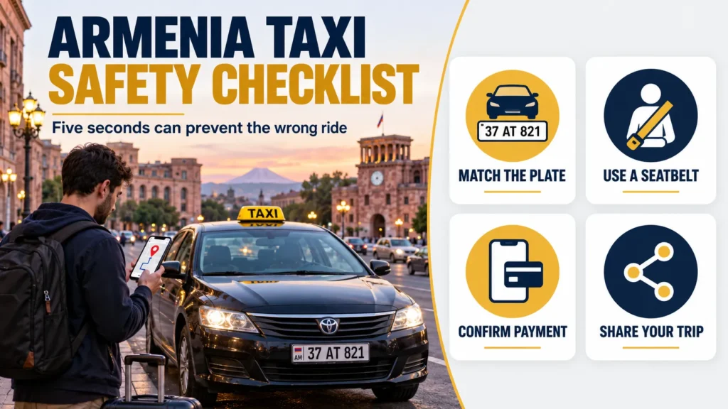 Taxi app safety checklist for travelers in Armenia