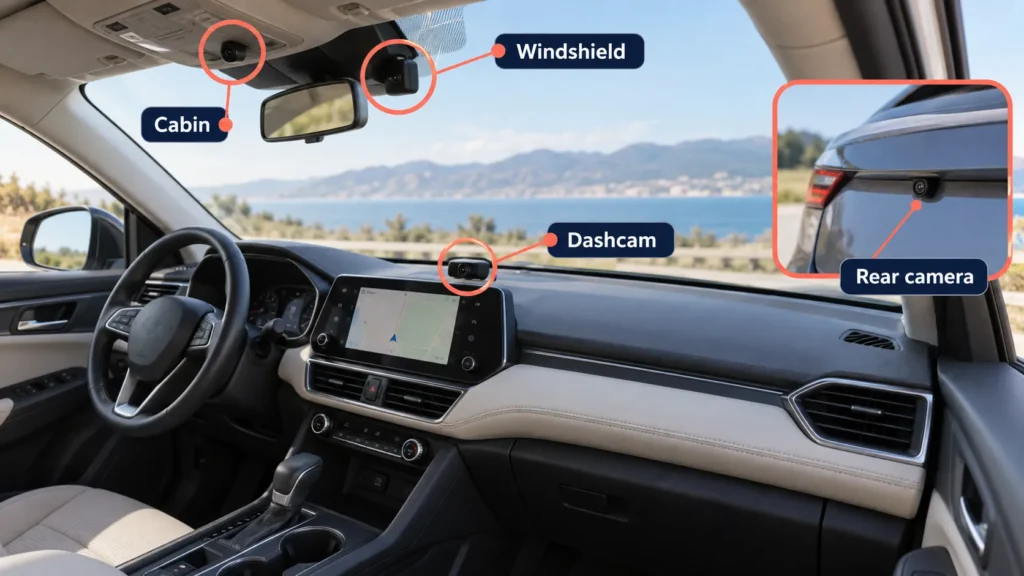 Where Cameras May Appear in a Rental Car