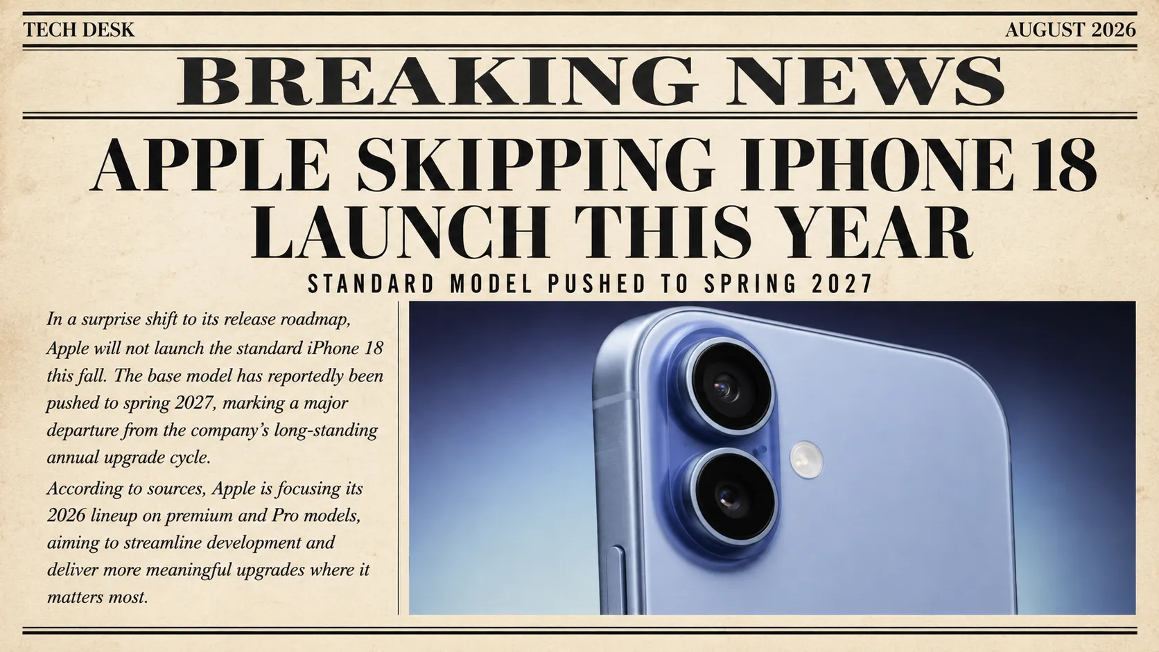 Apple Skipping iPhone 18 Launch This Year
